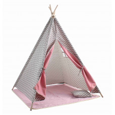 Indián gyerek sátor párnával Teepee Aga4Kids MR7005 - Szürke/rózsaszín Előnézet