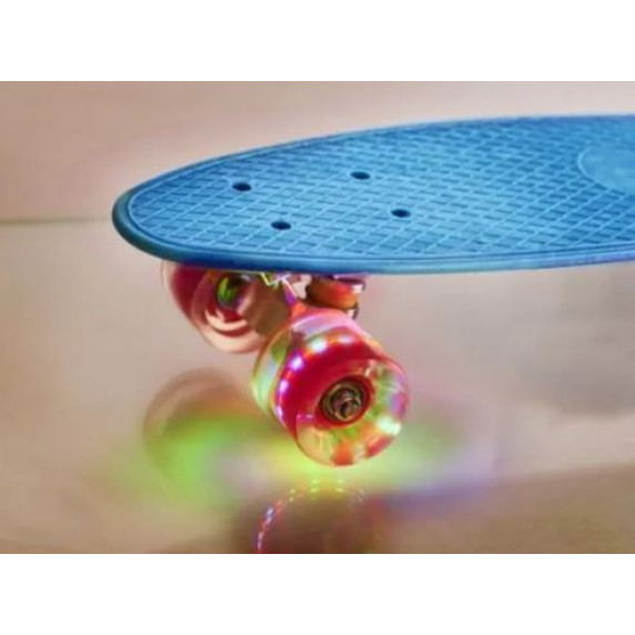 Skateboard gördeszka LED kerekekkel Frisbee  - Kék