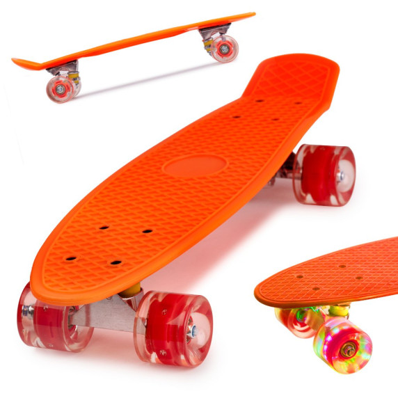Skateboard gördeszka LED kerekekkel Frisbee  - Narancssárga