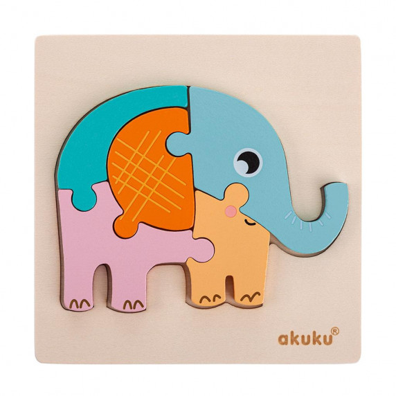 Fa kirakó puzzle Akuku elefánt