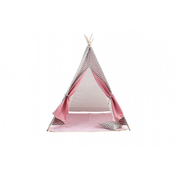 Indián gyerek sátor párnával - Szürke/rózsaszín - MR7005 
