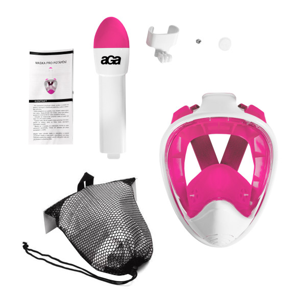 Teljes arcos búvármaszk Snorkeling S/M AGA DS1121WH-PI - Fehér/rózsaszín