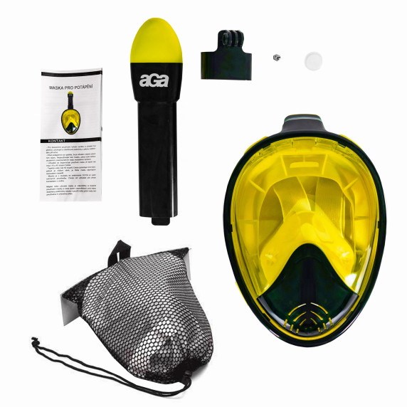 Teljes arcos búvármaszk Snorkeling S/M AGA DS1121BL-YL - Fekete/sárga