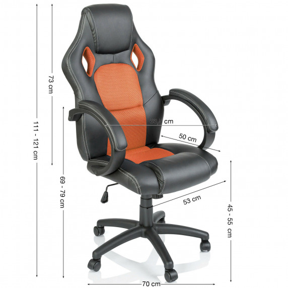 Irodai szék Tresko Racing RS-016- Fekete/narancssárga