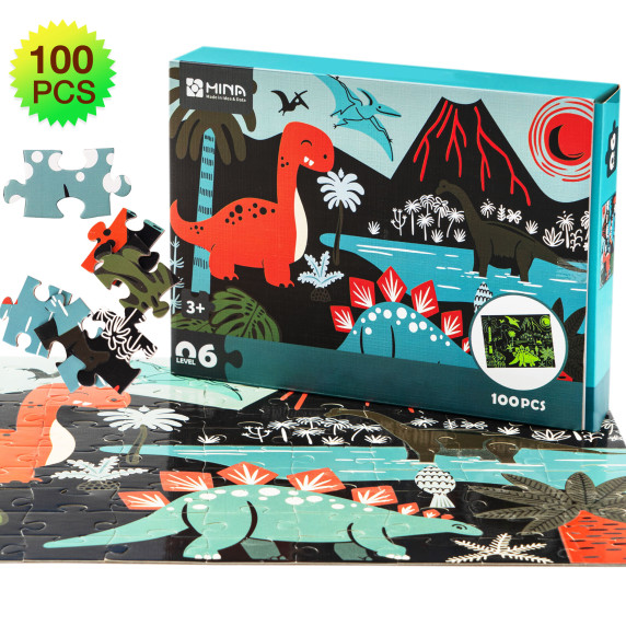 Játék világító puzzle Dinoszauruszok 100 darabos Aga4Kids MR1457