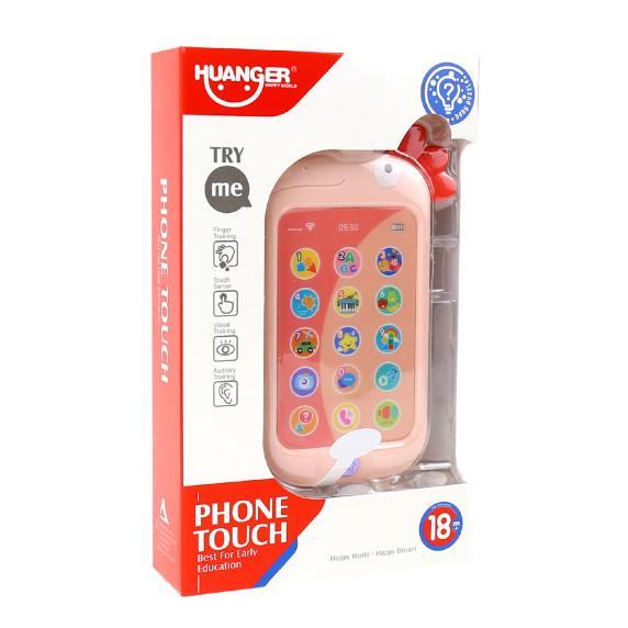 Bébi játék telefon hanghatásokkal Aga4Kids MR1392-Pink - Kakas rózsaszín
