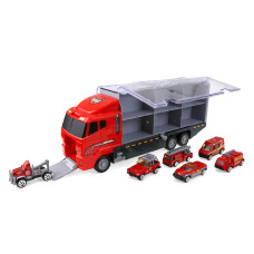 Tűzoltóautókat szállító kamion Aga4Kids MR1452 - piros Előnézet