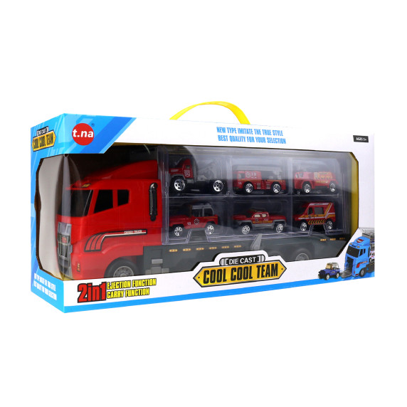 Tűzoltóautókat szállító kamion Aga4Kids MR1452 - piros