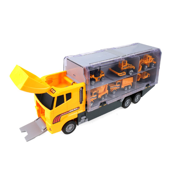 Építőipari autókat szállító kamion Aga4Kids - sárga