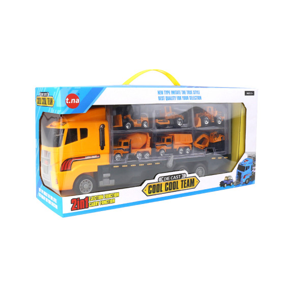 Építőipari autókat szállító kamion Aga4Kids - sárga