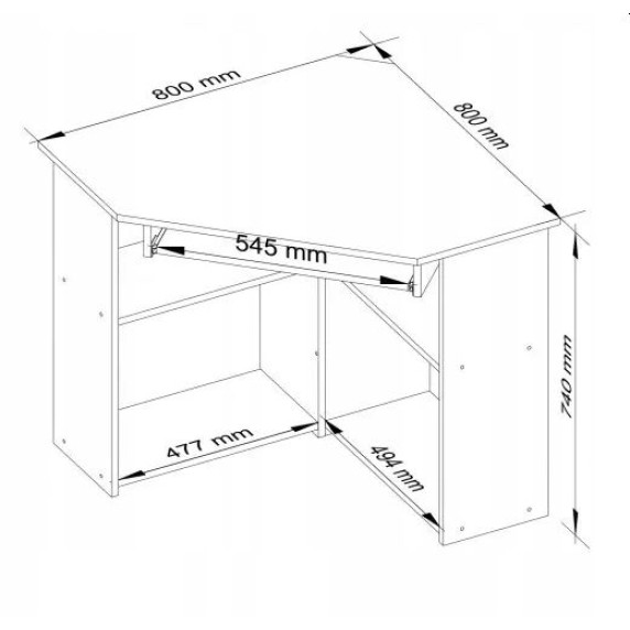 Sarok íróasztal 80x80x74 cm AKORD TED - Wenge