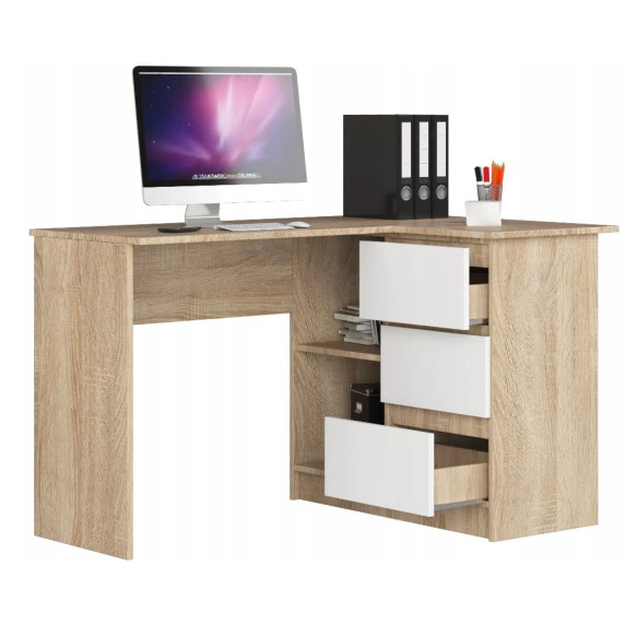 Sarok íróasztal jobbos 124,5x77x85 cm AKORD CLP - Tölgy sonoma/fehér
