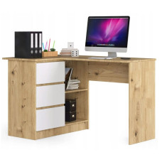 Sarok íróasztal balos 124,5x77x85 cm AKORD CLP - Tölgy iparos/fehér Előnézet