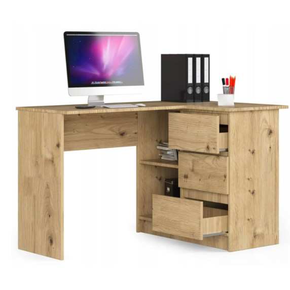 Sarok íróasztal jobbos 124,5x77x85 cm AKORD CLP - Tölgy iparos