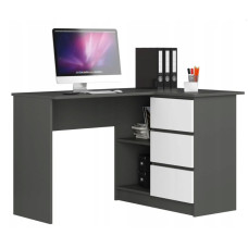 Sarok íróasztal jobbos 124,5x77x85 cm AKORD CLP - Grafitszürke/fehér Előnézet