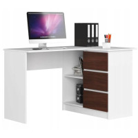 Sarok íróasztal jobbos 124,5x77x85 cm AKORD CLP - Fehér/wenge 