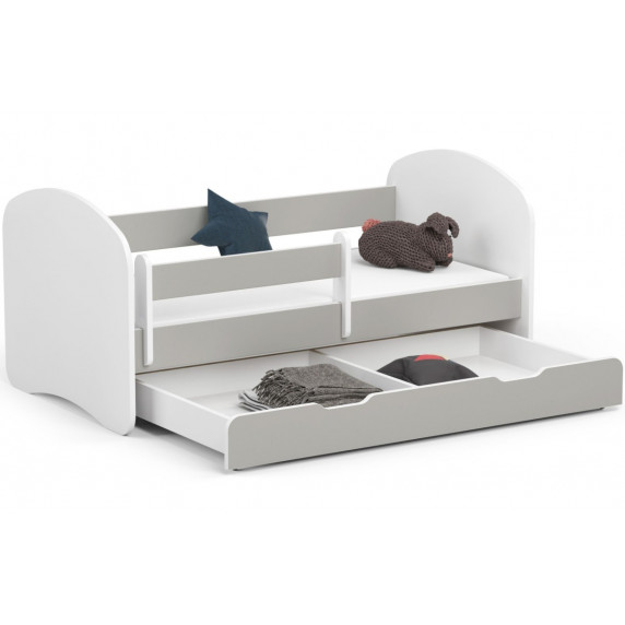 Gyerekágy ágyneműtartóval + matrac Smile 160 x 80 cm - fehér/szürke