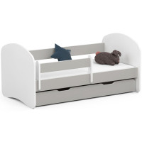 Gyerekágy ágyneműtartóval + matrac Smile 180 x 90 cm - fehér/szürke 