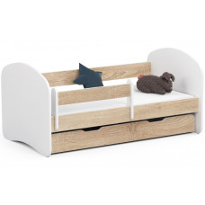 Gyerekágy ágyneműtartóval + matrac Smile 180 x 90 cm - fehér/sonoma tölgy Előnézet