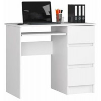 Íróasztal fiókokkal és kihúzható billentyűzet tartóval jobbos 90x77x50 cm  - fehér 