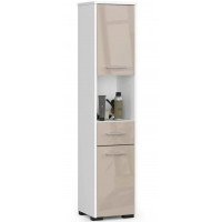 Fürdőszoba szekrény FIN 140cm magasfényű - fehér/cappuccino 