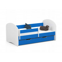 Gyerekágy ágyneműtartóval + matrac Smile 180 x 90 cm - fehér/kék 