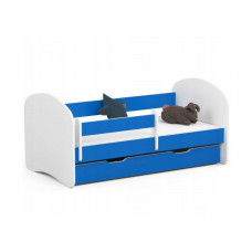 Gyerekágy ágyneműtartóval + matrac Smile 160 x 80 cm - fehér/kék Előnézet