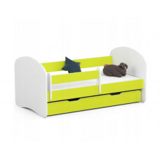 Gyerekágy ágyneműtartóval + matrac Smile 180 x 90 cm - fehér/sárga Előnézet