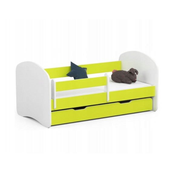Gyerekágy ágyneműtartóval + matrac Smile 180 x 90 cm - fehér/sárga
