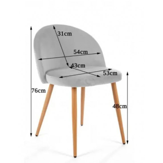 Velúr szék 4 db skandináv stílusban - Szürke