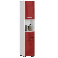 Fürdőszoba szekrény FIN 140cm magasfényű - fehér/piros 