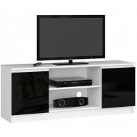 TV állvány 140 cm magasfényű - fehér/fekete 