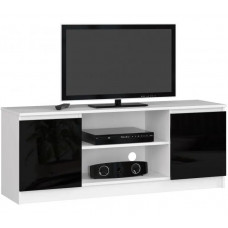 TV állvány 140 cm magasfényű - fehér/fekete Előnézet