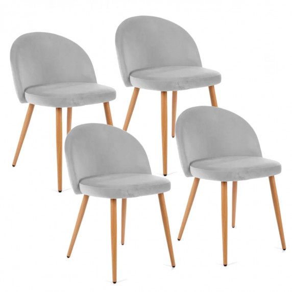 Velúr szék 4 db skandináv stílusban - Szürke