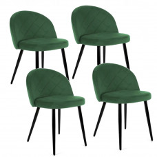 Velúr szék steppelt 4 db skandináv stílusban - Zöld Előnézet