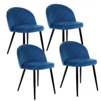 Velúr szék steppelt 4 db skandináv stílusban - Kék 