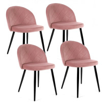 Velúr szék steppelt 4 db skandináv stílusban - Rózsaszín 