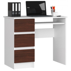 Íróasztal fiókokkal és kihúzható billentyűzet tartóval balos s 90x77x50 cm - fehér-wenge Előnézet