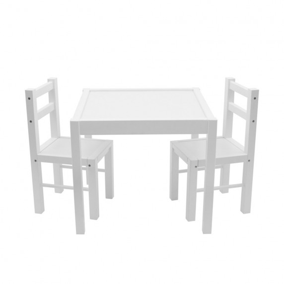 Gyerek fa asztal székekkel New Baby PRIMA - Fehér
