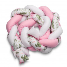 Fonott rácsvédő kiságyba Sensillo - virágos rózsaszín Előnézet