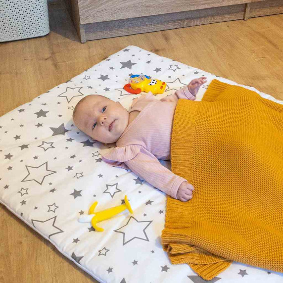 Bambusz kötött takaró, babapléd 100x80 cm NEW BABY - mustár sárga