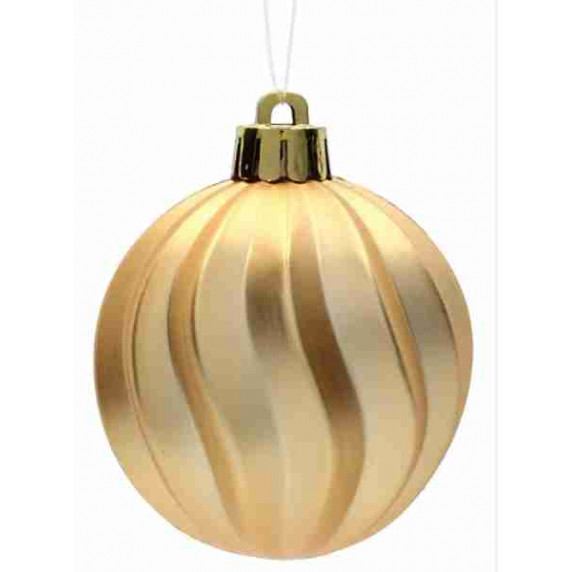 Karácsonyfa dísz szett 6 darab 6 cm Inlea4Fun - Arany hullámos
