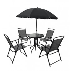 Kerti asztal székekkel  napernyővel GARDEN LINE 7899- fekete Előnézet