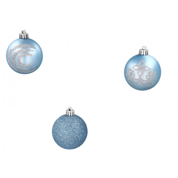 Karácsonyfa dísz szett 16 darab gömb 6 cm - kék