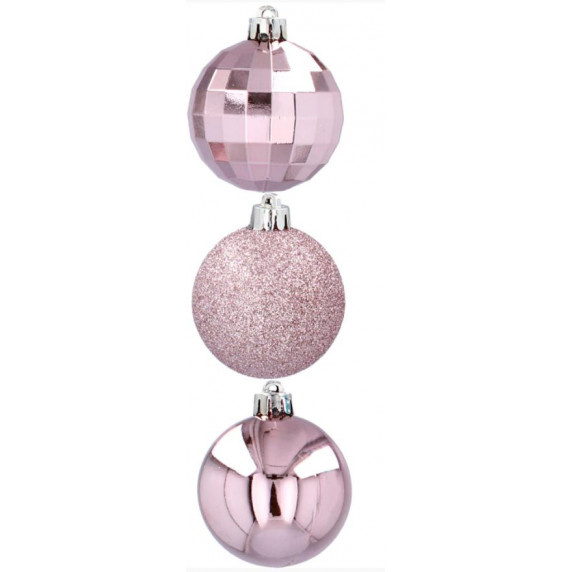 Karácsonyfa dísz szett 24 darab gömb 5 cm - rózsaszín