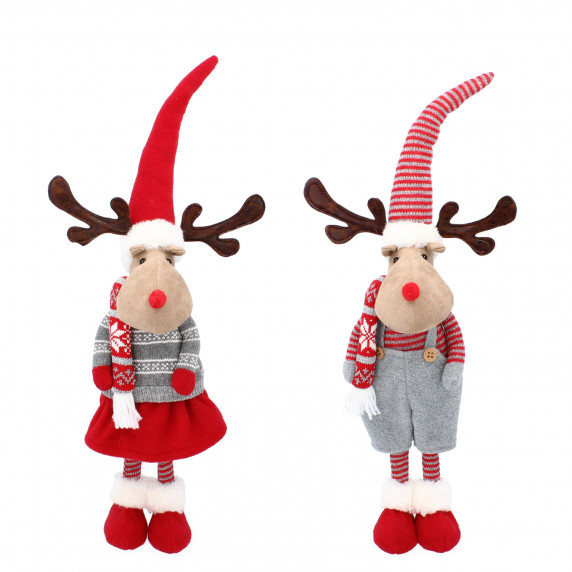 Karácsonyi rénszarvas figurák fiú-lány 2db 65cm 