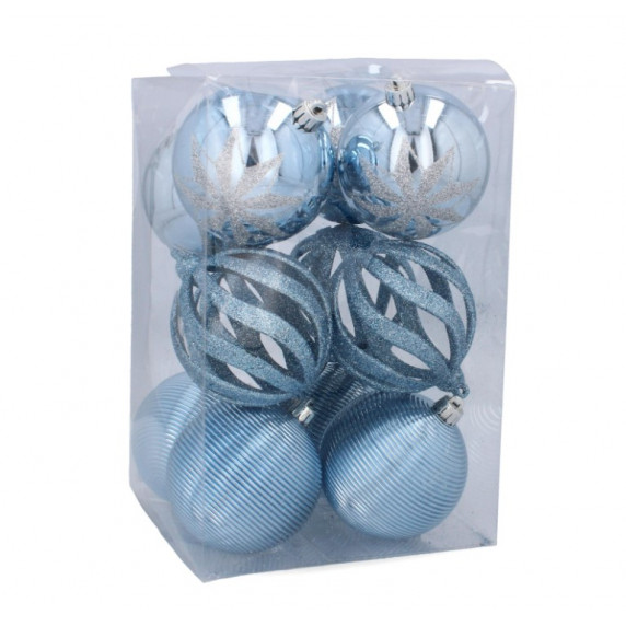 Karácsonyfa dísz szett 12 darab 8 cm Inlea4Fun - Kék