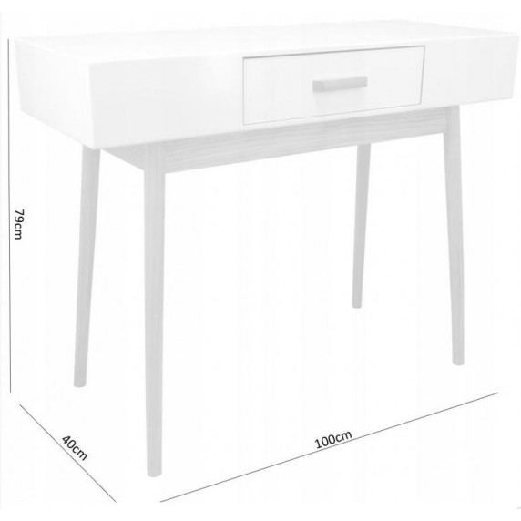 Skandináv stílusú 1 fiókos asztal 100 x 40 x 79 cm InGarden SCANDINAVIA 