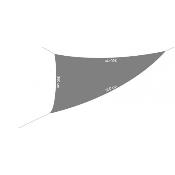 Háromszög alakú árnyékoló, napvitorla 3,6 x 3,6 x 3,6 m - szürke