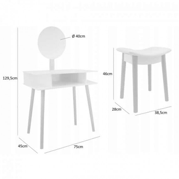 Fésülködő asztal székkel Inlea4Fun PHO5803